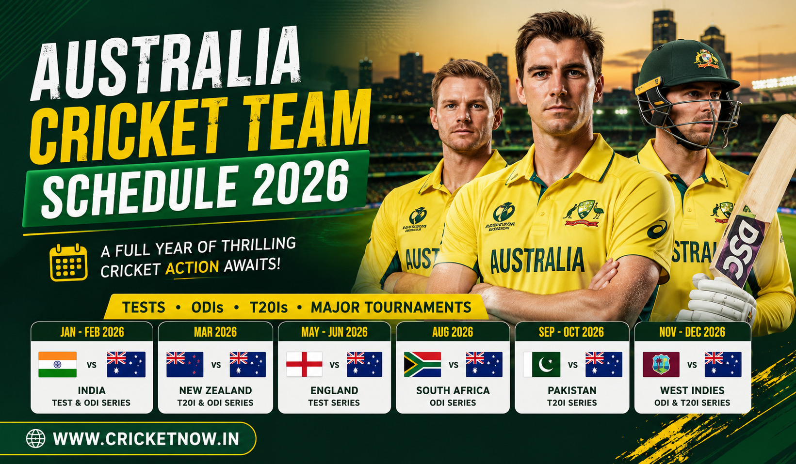 Australia Cricket Team Schedule 2026